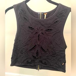 Free People Black Lace Crop Top Size S